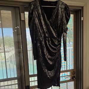 INC International Concepts Shimmering Black Long Sleeve Dress
